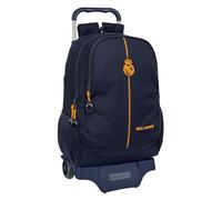 Safta Real Madrid 2. Team 24/25 Schulrucksack mit Trolley, ideal für Kinder verschiedener Altersgruppen, bequem und vielseitig, Qualität und Widerstandsfähigkeit, 33 x 15 x 43 cm, Marineblau,