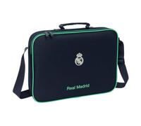 safta | Real Madrid 2. Trikot 25/26 Sporttasche, verstellbarer Schulter- und Tragegurt, Doppelreißverschluss, herausnehmbarer, halbsteifer Innenboden, Schwarz, Maße 38 x 6 x 28 cm