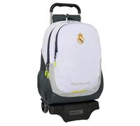 safta Real Madrid Equature 25/26 Schulrucksack mit Rollwagen, ideal für Kinder unterschiedlichen Alters, bequem und vielseitig, Qualität und Langlebigkeit, 33 x 15 x 43 cm, Weiß, M, Casual, Weiß, M