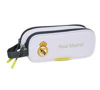 safta Real Madrid Equiicion 25/26 Doppelmäppchen für Kinder, ideal für Kinder im Schulalter, bequem und vielseitig, Qualität und Widerstandsfähigkeit, 21 x 6 x 8 cm, weiß, M, Casual