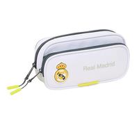 safta Real Madrid Equiicion 25/26 Federmäppchen mit Tasche, Federmäppchen für Kinder, ideal für Kinder im Schulalter, bequem und vielseitig, Qualität und Widerstandsfähigkeit, 21 x 6 x 10,5 cm, weiß