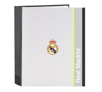 Safta Real Madrid Equiicion 25/26 Ringordner, Folio, 4 Ringe, ideal für Kinder verschiedener Altersgruppen, bequem und vielseitig, Qualität und Widerstandsfähigkeit, 27 x 6 x 33 cm, weiß, M, Casual