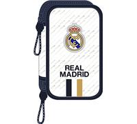 Safta Real Madrid Federmäppchen für Kinder, mit 28 Utensilien, ideal für Kinder von 5 bis 14 Jahren, bequem und vielseitig, Qualität und Haltbarkeit, 12,5 x 4 x 19,5 cm, Weiß, weiß, Estándar, Lässig