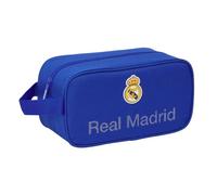 SAFTA | Real Madrid Schuhbeutel (mittelgroß), Schul-Organizer für Turnschuhe und Sportausrüstung, Reißverschlussfach, seitlicher Tragegriff, blau, offiziell lizenziert, Maße: 29 x 14 x 15 cm