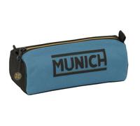 Safta - Rechteckiges Mäppchen für die Schule München, Jugendmäppchen mit einem Fach mit Reißverschluss, Organizer für Schulbeginn, robuster Stoff, blau und schwarz, mit München-Logo, Maße 21 x 7 x 8