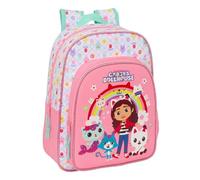 safta Schulrucksack Gabby’s Dollhouse, trolleyfähig, Vortasche | Maße 26 x 11 x 34 cm, 9,7 l, 392 g, Rosa-Mintgrün, Polyester, für die Grundschule, DreamWorks-Lizenz
