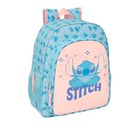 safta Schulrucksack Stitch Ohana Junior, trolleyfähig, Netztaschen | Maße 32 x 12 x 38 cm, 14,6 l, 440 g, Hellblau-Rosa, Polyester, für die Grundschule, für Nachmittagsaktivitäten, Disney-Lizenz
