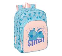 safta Schulrucksack Stitch Ohana, trolleyfähig, 2 Vortaschen | Maße 26 x 11 x 34 cm, 9,7 l, 340 g, Hellblau-Rosa, Polyester, für die Grundschule, verstellbare Schultergurte, Disney-Lizenz