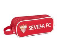 Safta SEVILLA FC Doppelmäppchen für Kinder, ideal für Kinder im Schulalter, bequem und vielseitig, Qualität und Widerstandsfähigkeit, 21 x 6 x 8 cm, rot, M, Casual