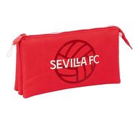 safta Sevilla FC Federmäppchen, dreifach, für Kinder, ideal für Kinder im Schulalter, bequem und vielseitig, Qualität und Widerstandsfähigkeit, 22 x 3 x 12 cm, Rot, rot, Estándar, Lässig