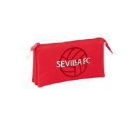 safta Sevilla FC Federmäppchen, dreifach, für Kinder, ideal für Kinder im Schulalter, bequem und vielseitig, Qualität und Widerstandsfähigkeit, 22 x 3 x 12 cm, Rot, rot, Estándar, Lässig