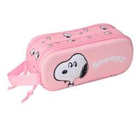 safta Snoopy 3D Doppelmäppchen für Kinder, ideal für Kinder im Schulalter, bequem und vielseitig, Qualität und Widerstandsfähigkeit, 21 x 6 x 8 cm, Hellrosa, Mediano, Lässig