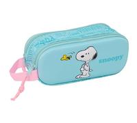 SNOOPY - Doppeltes Federmäppchen für Kinder, ideal für Kinder im Schulalter, bequem und vielseitig, Qualität und Widerstandsfähigkeit, 21 x 6 x 8 cm