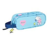 SNOOPY Love Doppelmäppchen für Kinder, ideal für Kinder im Schulalter, bequem und vielseitig, Qualität und Widerstandsfähigkeit, 21 x 6 x 8 cm, hellblau, M, Casual