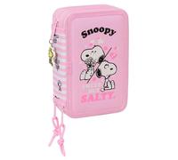 SNOOPY Schulmäppchen mit 37 Utensilien, ideal für Kinder von 5 bis 14 Jahren, bequem und vielseitig, Qualität und Widerstandsfähigkeit, 12,5 x 5,5 x 19,5 cm