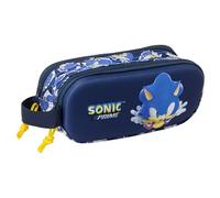 Safta Doppeltes Federmäppchen SONIC CITY – für Schulkinder, robust & vielseitig, 21x6x8 cm, blau