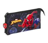 Safta Spiderman Attack Federmäppchen für Kinder, ideal für Kinder im Schulalter, bequem und vielseitig, Qualität und Widerstandsfähigkeit, 22 x 3 x 12 cm, Schwarz, M, Casual