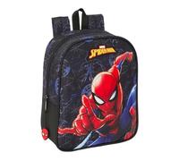 Safta Spiderman Attack Kinderrucksack, Kinderrucksack, Schulrucksack, anpassbar an den Kinderwagen, bequem und vielseitig, Qualität und Widerstandsfähigkeit, 22 x 10 x 27 cm, Schwarz, M, Casual