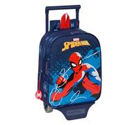 Safta Spiderman Neon Kinderrucksack mit Wagen, ideal für Kinder verschiedener Altersgruppen, bequem und vielseitig, Qualität und Widerstandsfähigkeit, 22 x 10 x 27 cm, Marineblau, Marineblau,