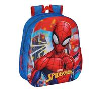 Safta Spiderman Schulrucksack mit 3D-Design, anpassbar an den Wagen, ideal für Kinder verschiedener Altersgruppen, bequem und vielseitig, Qualität und Widerstandsfähigkeit, 27 x 10 x 33 cm, Marineblau