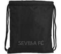 safta Unisex Kinder Sportsack Sevilla FC Teen Sportbeutel mit Kordelzug, 350 x 450 mm, Schwarz, Estándar