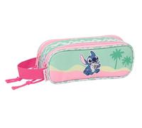 safta Stich Ice Cream Doppelmäppchen für Kinder, ideal für Kinder im Schulalter, bequem und vielseitig, Qualität und Widerstandsfähigkeit, 21 x 6 x 8 cm, Rosa, M, Casual