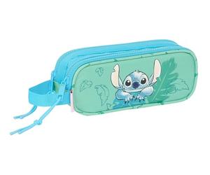safta Stitch Aloha Doppelmäppchen für Kinder, ideal für Kinder im Schulalter, bequem und vielseitig, Qualität und Widerstandsfähigkeit, 21 x 6 x 8 cm, Türkis, türkis, Estándar, Lässig