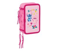 Safta Federmäppchen Stitch CHILL – mit 37 Utensilien, 12,5×5,5×19,5 cm – Minz/Rosa