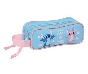 safta Stitch Happy Doppelmäppchen für Kinder, ideal für Kinder im Schulalter, bequem und vielseitig, Qualität und Widerstandsfähigkeit, 21 x 6 x 8 cm, Himmelblau, M, Casual