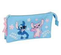 safta Stitch Happy Federmäppchen für Kinder, ideal für Kinder im Schulalter, bequem und vielseitig, Qualität und Widerstandsfähigkeit, 22 x 3 x 12 cm, Himmelblau, M, Casual