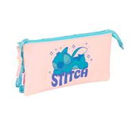 safta Stitch Ohana - Dreifach-Federmäppchen für Kinder, ideal für Kinder im Schulalter, bequem und vielseitig, Qualität und Widerstandsfähigkeit, 22 x 3 x 12 cm