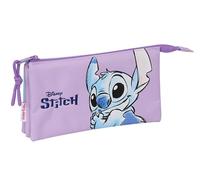 Safta Stitch Sweet Federmäppchen für Kinder, ideal für Kinder im Schulalter, bequem und vielseitig, Qualität und Widerstandsfähigkeit, 22 x 3 x 12 cm, Blau/Lila
