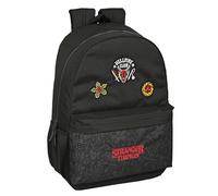 Safta Stranger Things Schulrucksack für Kinder, ideal für Kinder verschiedener Altersgruppen, bequem und vielseitig, Qualität und Widerstandsfähigkeit, 30 x 14 x 46 cm, Schwarz