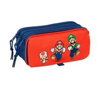 SUPER Mario Mamma MIA - Dreifachmäppchen für Kinder, ideal für Kinder im Schulalter, bequem und vielseitig, Qualität und Widerstandsfähigkeit, 21,5 x 8 x 10 cm