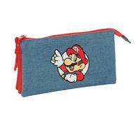 SUPER MARIO Federmäppchen für Kinder, ideal für Kinder im Schulalter, bequem und vielseitig, Qualität und Widerstandsfähigkeit, 22 x 3 x 12 cm