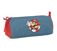 SUPER MARIO Federmäppchen mit Reißverschluss und Fach, für Kinder, ideal für Kinder im Schulalter, bequem und vielseitig, Qualität und Widerstandsfähigkeit, 21 x 7 x 8 cm