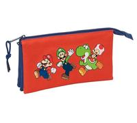 safta SUPER Mario Mamma MIA - Dreifach-Federmäppchen für Kinder, ideal für Kinder im Schulalter, bequem und vielseitig, Qualität und Widerstandsfähigkeit, 22 x 3 x 12 cm