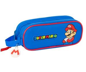 safta Super Mario Play - Doppelmäppchen für Kinder, ideal für Schulkinder, bequem und vielseitig, Qualität und Langlebigkeit, 21 x 6 x 8 cm, Blau/Rot, Blau/Rot, blau/rot, Estándar, Casual
