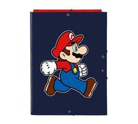 Safta SUPER MARIO TRICK - Mappe mit 3 Klappen, ideal für Kinder verschiedener Altersgruppen, bequem und vielseitig, Qualität und Widerstandsfähigkeit, 26 x 36,5 cm, Dunkelblau/Rot, M, Casual
