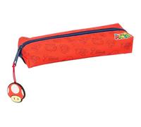 SUPER MARIO TRICK - Rechteckiges Federmäppchen für Kinder, ideal für Kinder im Schulalter, bequem und vielseitig, Qualität und Widerstandsfähigkeit, 22 x 7 x 40 cm, Dunkelblau/Rot, M, Casual