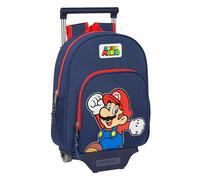 SAFTA SUPER Mario World Kinderrucksack mit Trolley 705, ideal für Kinder verschiedener Altersgruppen, bequem und vielseitig, Qualität und Widerstandsfähigkeit, 28 x 10 x 34 cm, Marineblau
