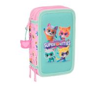 safta Superkitties Schulmäppchen mit 37 Utensilien, Kindermäppchen, ideal für Kinder von 5 bis 14 Jahren, bequem und vielseitig, Qualität und Widerstandsfähigkeit, 12,5 x 5,5 x 19,5 cm, Hellrosa /