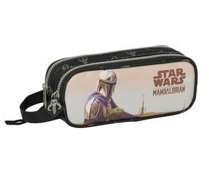 Safta The MANDALORIAN THIS THE WAY Doppelmäppchen für Kinder, Federmäppchen für Kinder, ideal für Kinder im Schulalter, bequem und vielseitig, Qualität und Widerstandsfähigkeit, 21 x 6 x 8 cm, Schwarz
