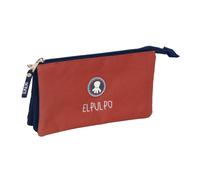 safta EL PULPO Federmäppchen für Kinder, ideal für Kinder im Schulalter, bequem und vielseitig, Qualität und Widerstandsfähigkeit, 22 x 3 x 12 cm, Kesselrot/Marineblau, M, Casual