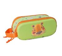 safta Tiger 3D Doppelmäppchen für Kinder, ideal für Kinder im Schulalter, bequem und vielseitig, Qualität und Widerstandsfähigkeit, 21 x 6 x 8 cm, Lindgrün, M, Casual