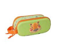 safta Tiger 3D Doppelmäppchen für Kinder, ideal für Kinder im Schulalter, bequem und vielseitig, Qualität und Widerstandsfähigkeit, 21 x 6 x 8 cm, Lindgrün, M, Casual