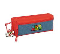 SUPER MARIO - Kleines Federmäppchen für Kinder, ideal für Kinder im Schulalter, bequem und vielseitig, Qualität und Widerstandsfähigkeit, 22 x 6 x 8,5 cm