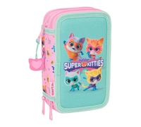 Safta Schulmäppchen Superkitties - mit 37 Utensilien, für Kinder 5–14 Jahre, Hellrosa