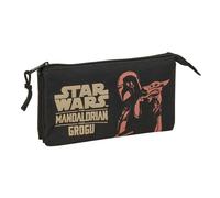 MANDALORIAN & GROGU Federmäppchen mit 3 Fächern, für Kinder, ideal für Kinder im Schulalter, bequem und vielseitig, Qualität und Widerstandsfähigkeit, 22 x 3 x 12 cm