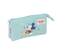 Mickey Mouse Baby Federmäppchen, Dreifach-Federmäppchen für Kinder, ideal für Kinder im Schulalter, bequem und vielseitig, Qualität und Widerstandsfähigkeit, 22 x 3 x 12 cm